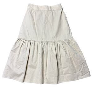 Tuckernuck Khaki Cotton Midi Skirt Drop Pleat 4